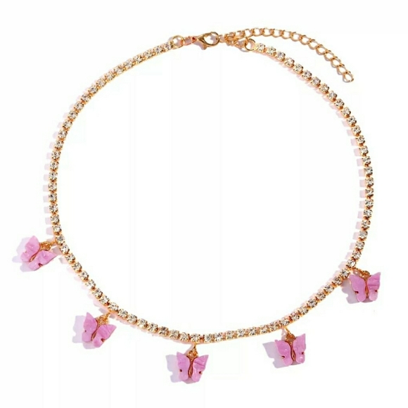 Crystal butterfly choker with gold chain - Picture 5 of 5